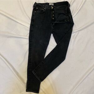 Agolde Jeans 30 Black Gray Wash Organic Denim Button Front Nico Slim High Rise